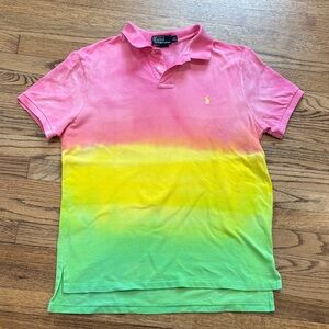 Polo by Ralph Lauren Pink Yellow Green Ombre Short Sleeve Polo